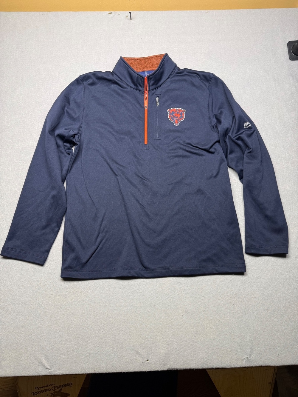 Chicago Bears Majestic Pullover Hoodie Large Navy NFL Sports